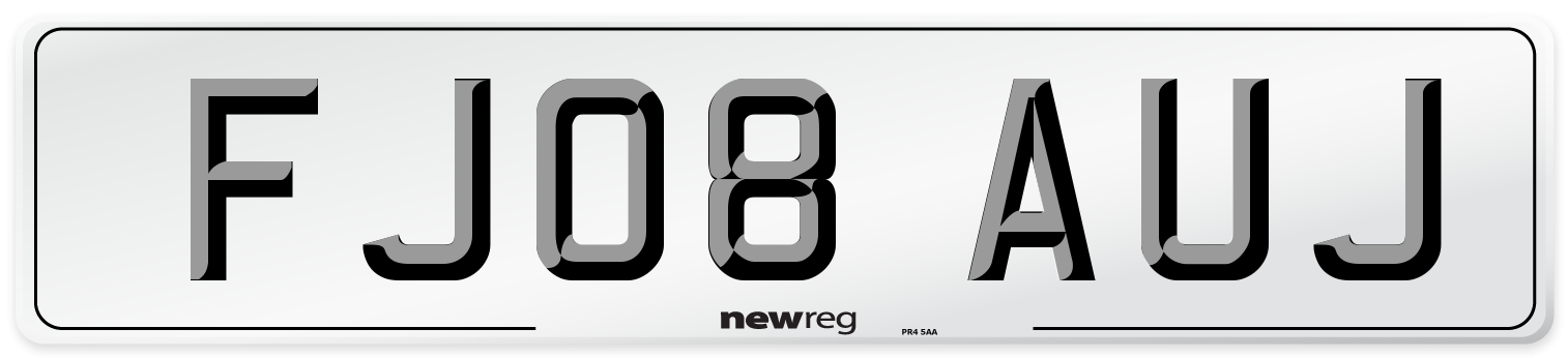 FJ08 AUJ Number Plate from New Reg